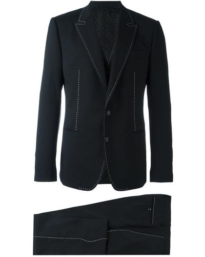 Dolce & Gabbana Contrast Stitch Three-piece Suit - Black