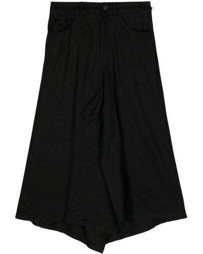 Yohji Yamamoto Asymmetric-hem Midi Skirt - Black