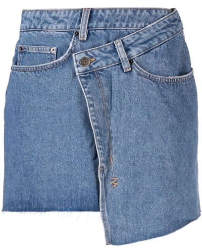 Ksubi Asymmetrischer Jeans-Minirock mit Logo - Blau