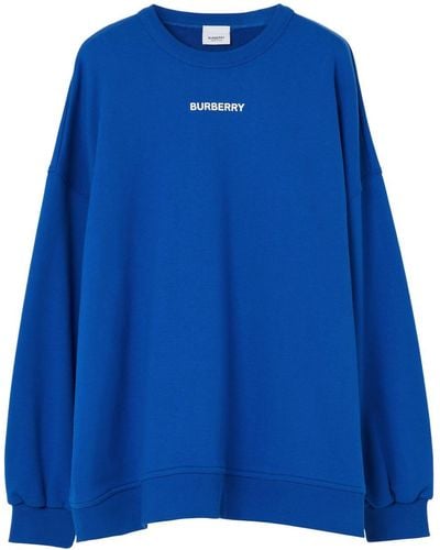 Burberry Logo-print Cotton Oversized Sweatshirt - Blue