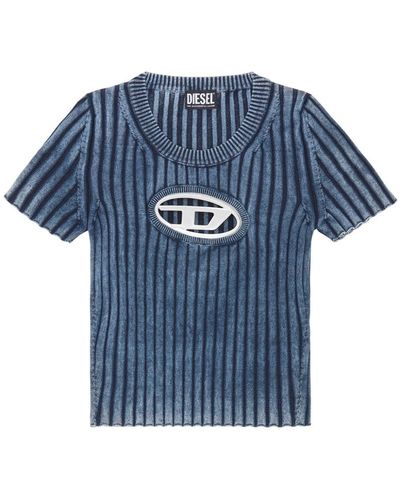 DIESEL M-anaheim T-shirt Met Logoplakkaat - Blauw