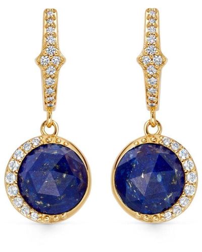 Astley Clarke Gold Luna Drop Earrings - Blue