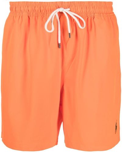 Polo Ralph Lauren Logo Drawstring Swim Shorts - Orange