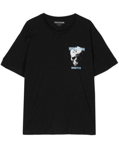 True Religion Katoenen T-shirt Met Print - Zwart