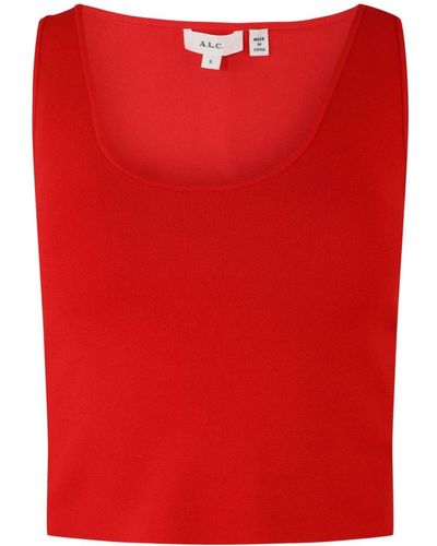 A.L.C. Cleo Knitted Sleeveless Crop Top - Red