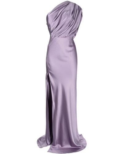 Michelle Mason Robe longue drapée à une épaule - Violet