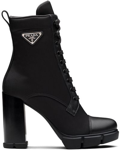 Prada 110 Leather & Nylon Hiker Booties - Black