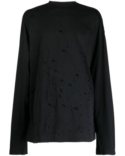 Vetements Perforated-design Cotton T-shirt - Black