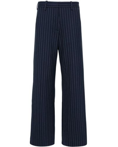 Maje Pinstriped Mid-rise Flared Pants - Blue