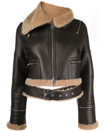 Monse Cropped Shearling Jacket - Black