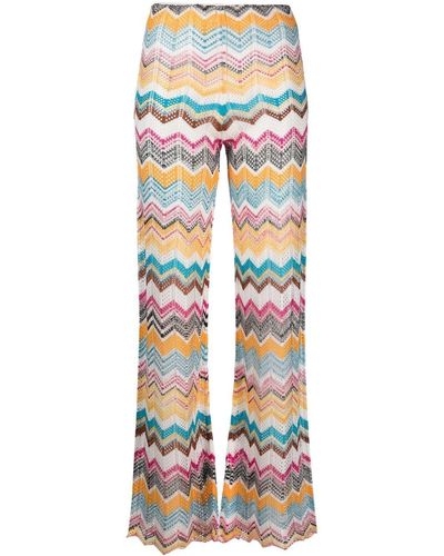 Missoni Zigzag Flared Knitted Pants - White