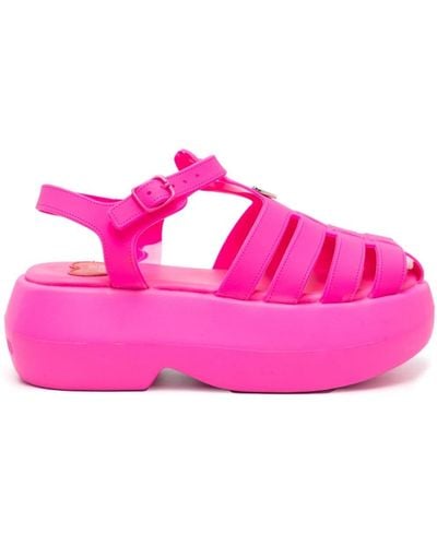 Love Moschino Sandalen Met Plateauzool - Roze