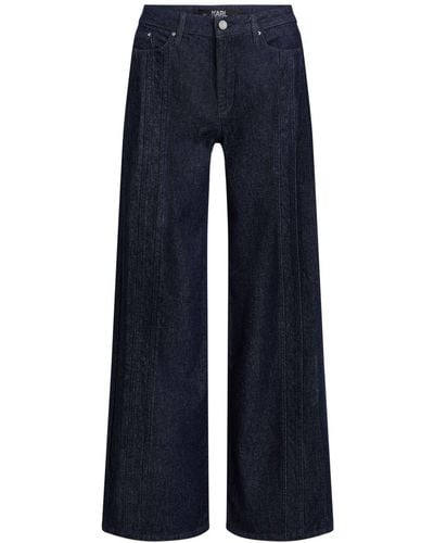 Karl Lagerfeld Vaqueros anchos de talle medio - Azul