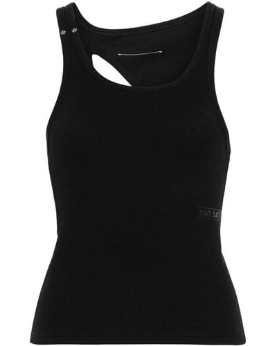 MM6 by Maison Martin Margiela Cut-out Ribbed Tank Top - Black