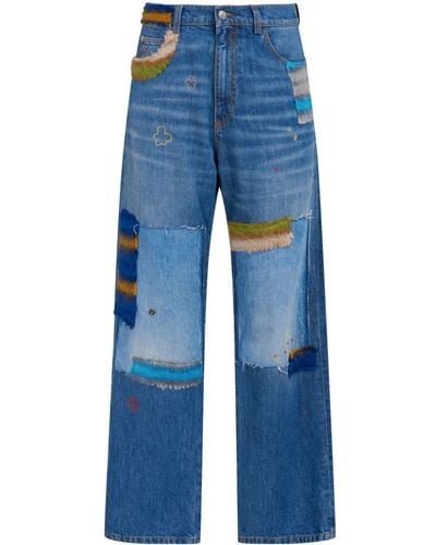 Marni Patchwork Straight-leg Jeans - Blue