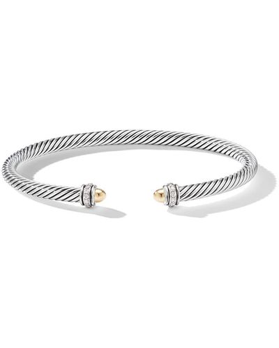 David Yurman 18kt Yellow Gold And Sterling Silver Cable Classics Diamond Bracelet - Multicolor
