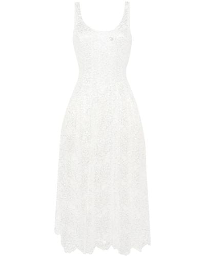 Simone Rocha Vestido midi con encaje floral - Blanco