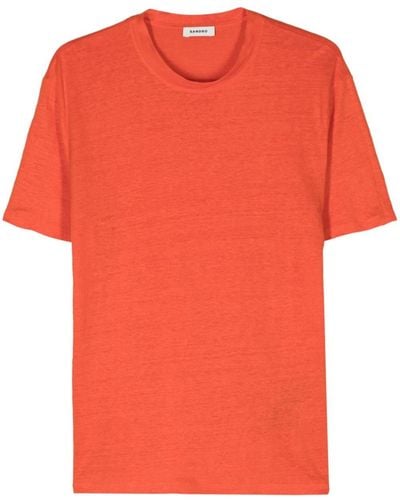Sandro T-Shirt aus Leinen - Orange