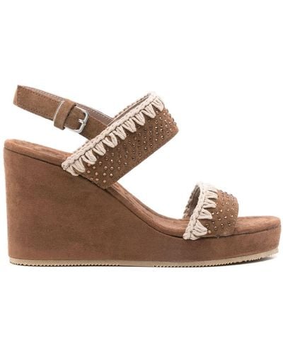 Mou 95mm Suede Sandals - Brown