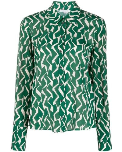 Patrizia Pepe Geometric-print Long-sleeve Shirt - Green