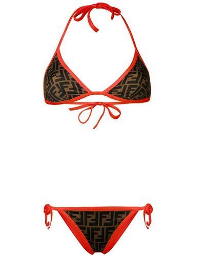 Fendi Conjunto de bikini con motivo de monograma - Naranja