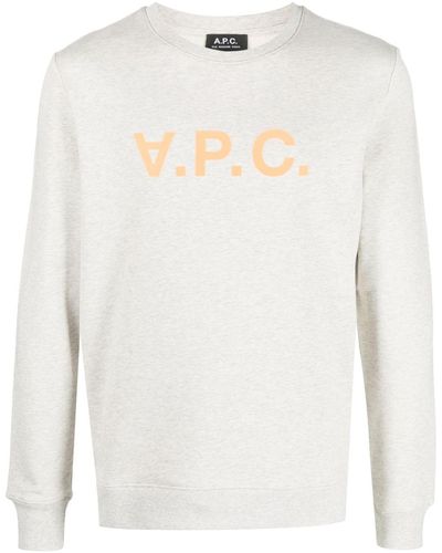 A.P.C. Logo-print Crew-neck Sweatshirt - White