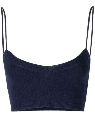 Cashmere In Love Evie Knitted Cropped Top - Blue