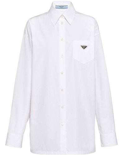 Prada Triangle-logo Poplin Shirt - White