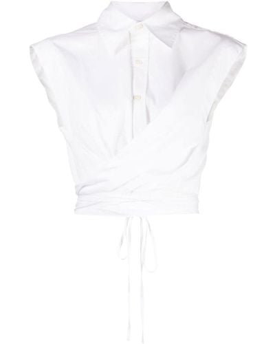 Monse Cropped Wraparound Shirt - White