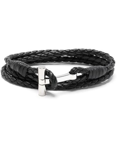 Tom Ford Bracelet Medusa en cuir tressé - Noir