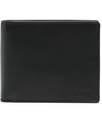 HUGO Logo-debossed Leather Wallet - Black