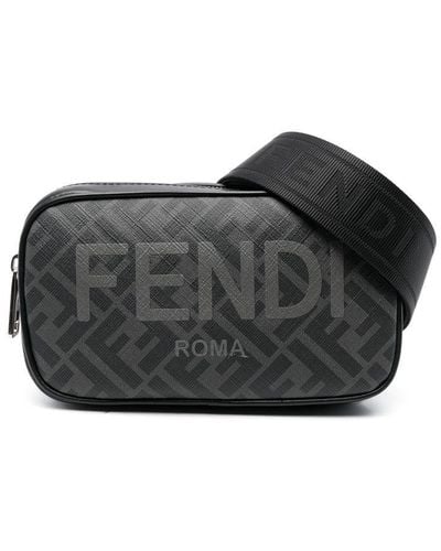 Fendi Ff-logo Print Shoulder Bag - Black