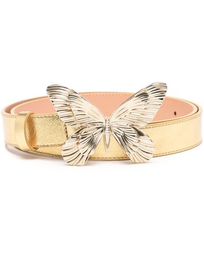 Blumarine Butterfly-motif Leather Belt - Natural
