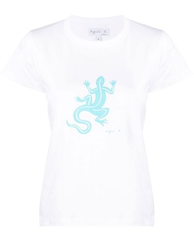 agnès b. Lizard-print Short-sleeve T-shirt - White