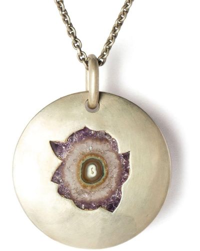 Parts Of 4 Disk Amethyst Pendant Necklace - White