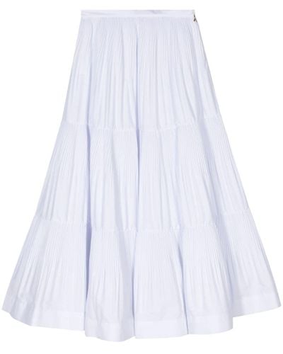 Patrizia Pepe Pleated Tiered Midi Skirt - White