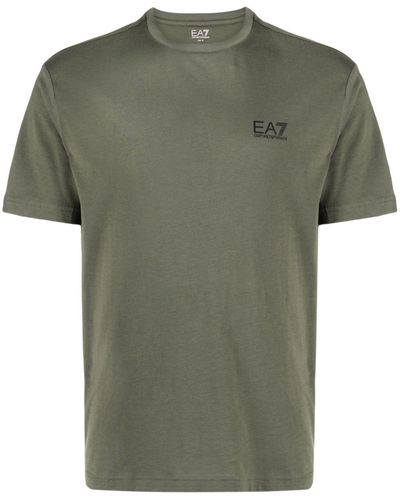 EA7 T-shirt en coton à logo imprimé - Vert