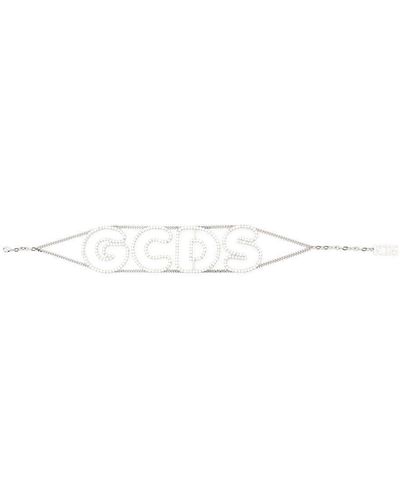 Gcds Crystal-embellished Logo-detail Choker - Metallic