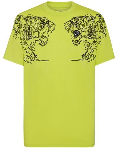 Philipp Plein Ss Tiger Cotton T-shirt - Yellow