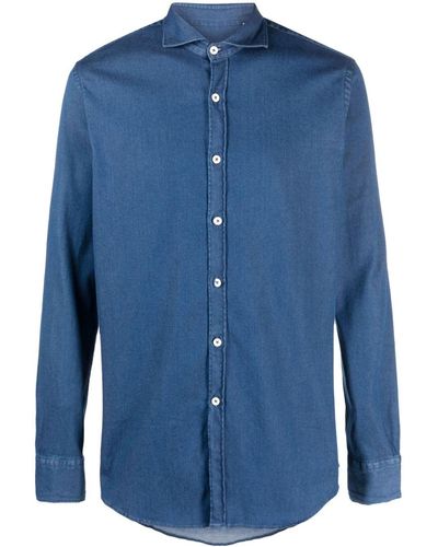 Canali Camisa vaquera de manga larga - Azul