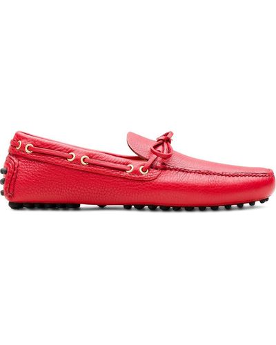 Car Shoe Bow-detail Driving Loafers - Red