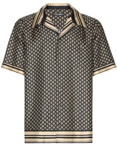 Dolce & Gabbana ジオメトリックパターン シルクシャツ - グレー