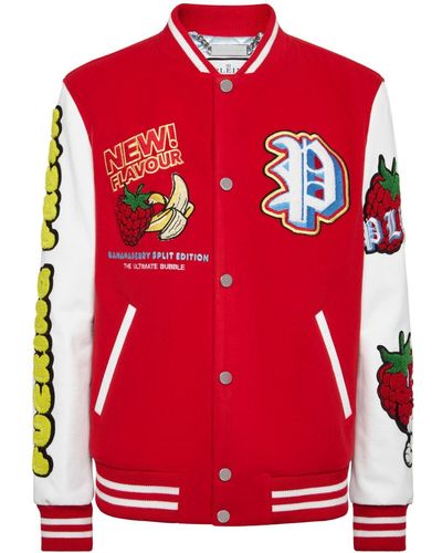 Philipp Plein Fruit-appliquéd Bomber Jacket - Red