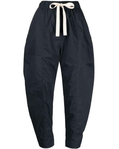 Lee Mathews Cropped Cotton Track Trousers - Blue