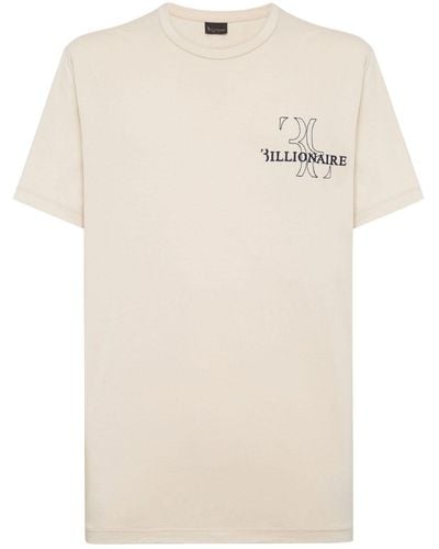 Billionaire Katoenen T-shirt Met Geborduurd Logo - Naturel
