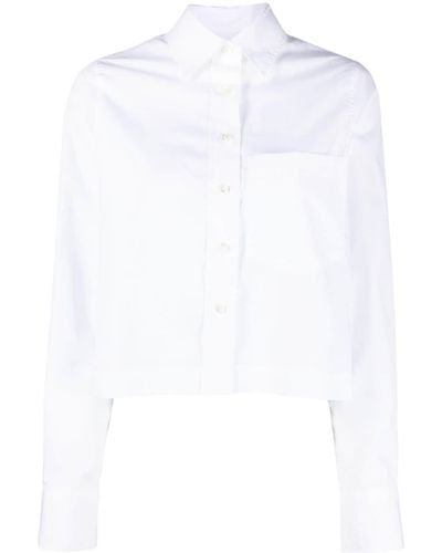 Closed Spread-collar Cropped Shirt - White