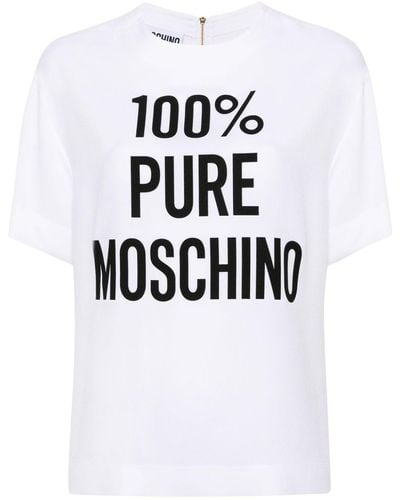 Moschino Bluse mit Slogan-Print - Weiß