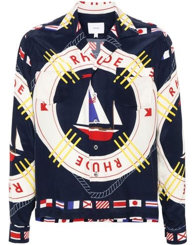 Rhude Flag Sail silk shirt - Blu