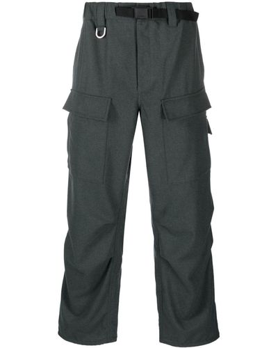 Y-3 Belted-waist Straight-leg Pants - Grey