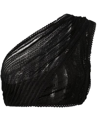 Charo Ruiz Marthy Lace Crop Top - Black